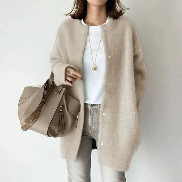 Loose Round Neck Single Breasted Cardigan