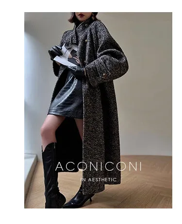 Luxury full Winter Coat Bubble gum Pink Inkstone wool long coat - Lanshan