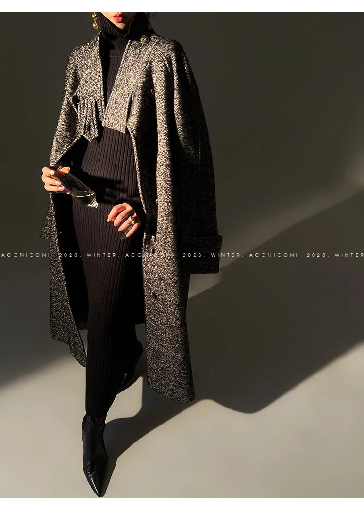 Luxury full Winter Coat Bubble gum Pink Inkstone wool long coat - Lanshan