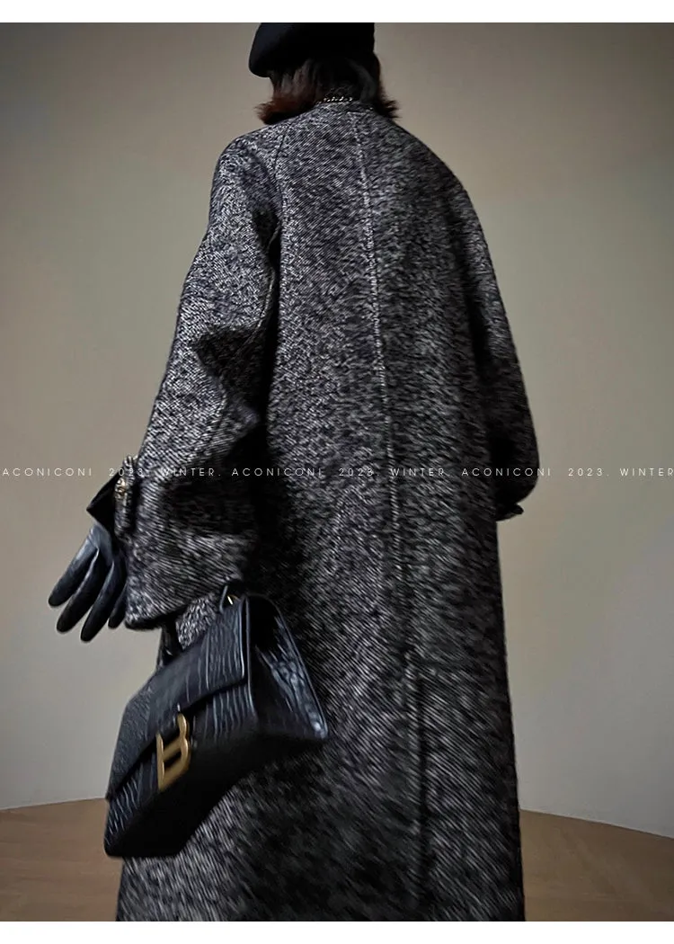 Luxury full Winter Coat Bubble gum Pink Inkstone wool long coat - Lanshan