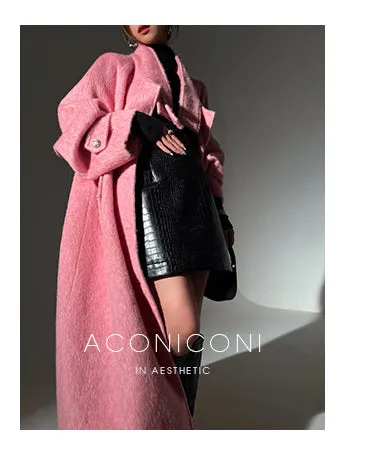 Luxury full Winter Coat Bubble gum Pink Inkstone wool long coat - Lanshan