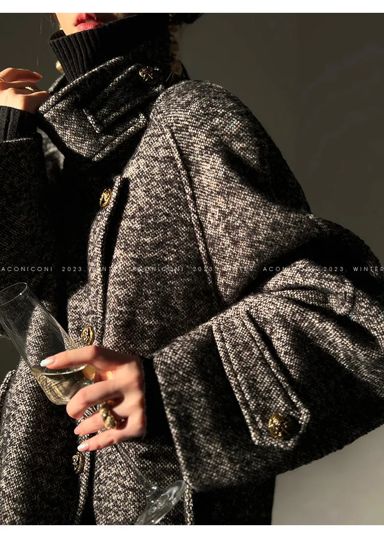 Luxury full Winter Coat Bubble gum Pink Inkstone wool long coat - Lanshan