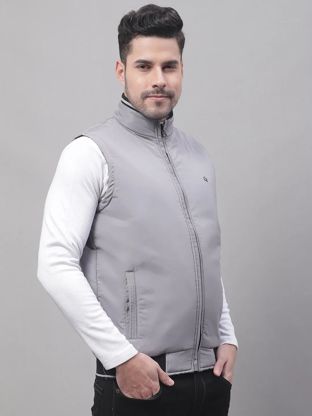 Men Grey Reversible Jacket