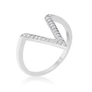 Michelle 0.2ct CZ Rhodium Delicate V-Shape Ring