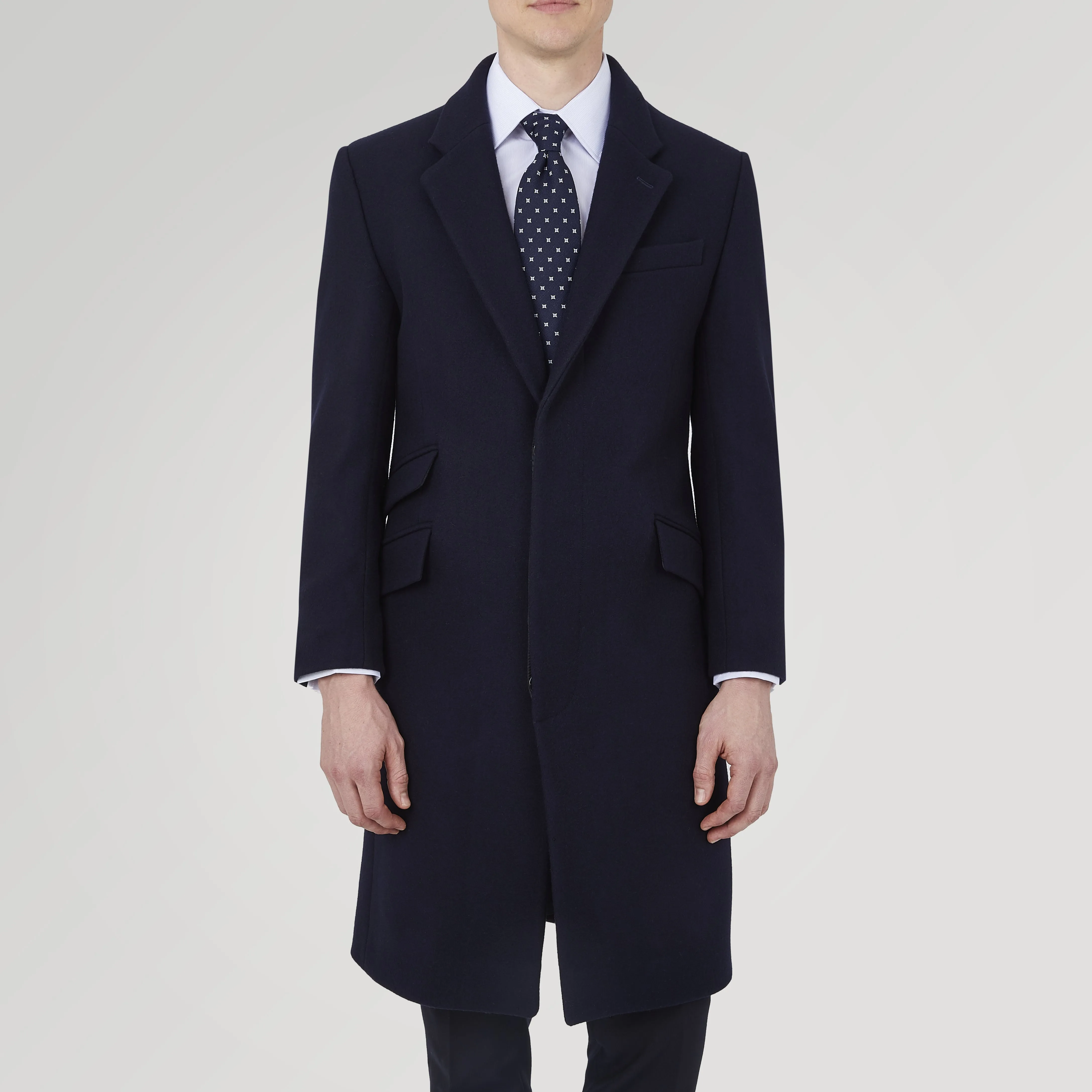 Navy Lambswool Joseph Overcoat