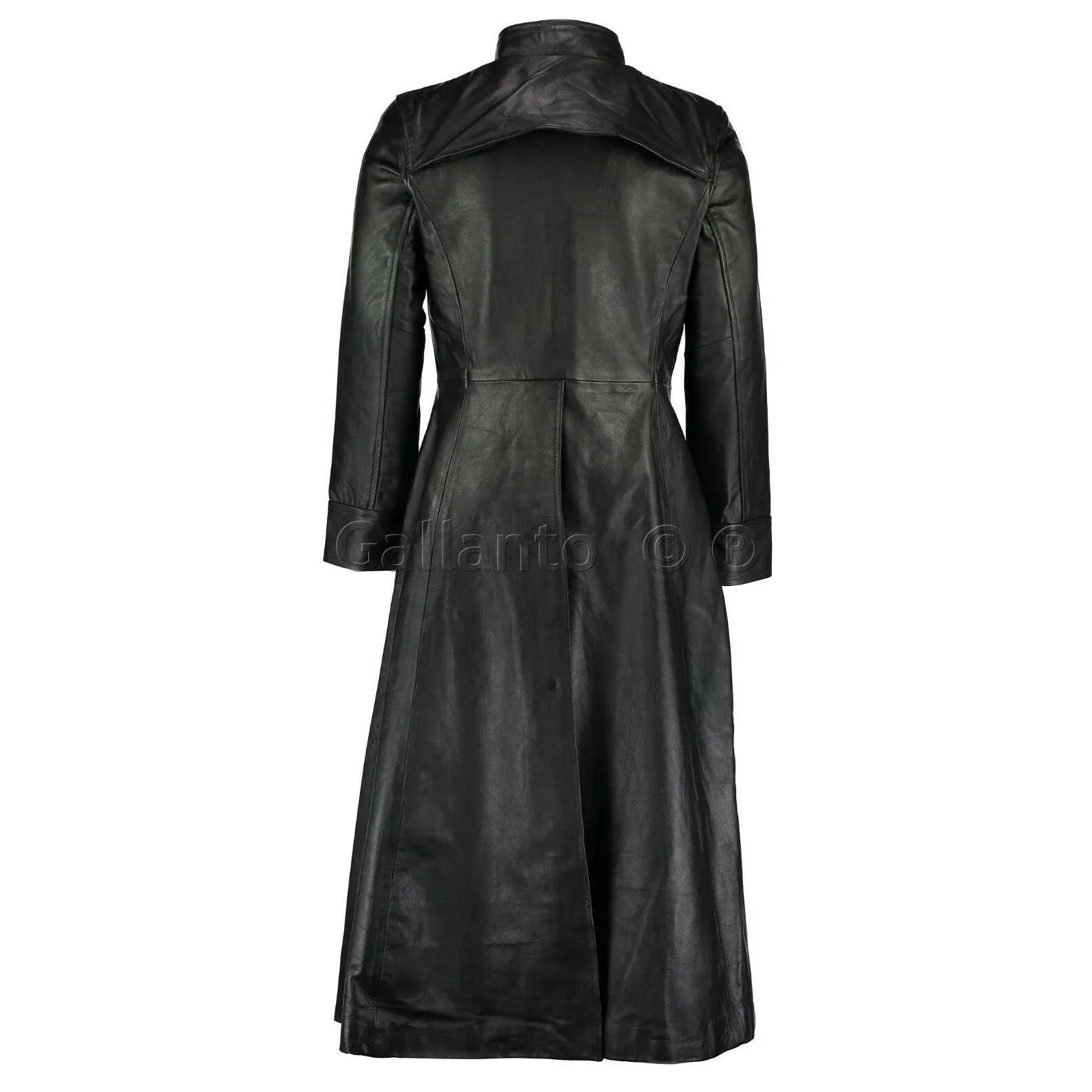 Neo Matrix Gothic Style Black Men's Long Leather Trench Coat