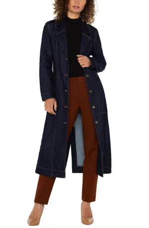 Notch Collar Duster Denim Jacket by Liverpool