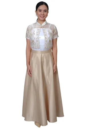 Organza Premium Embroidered Modern Filipiniana Bolero Set - JB604