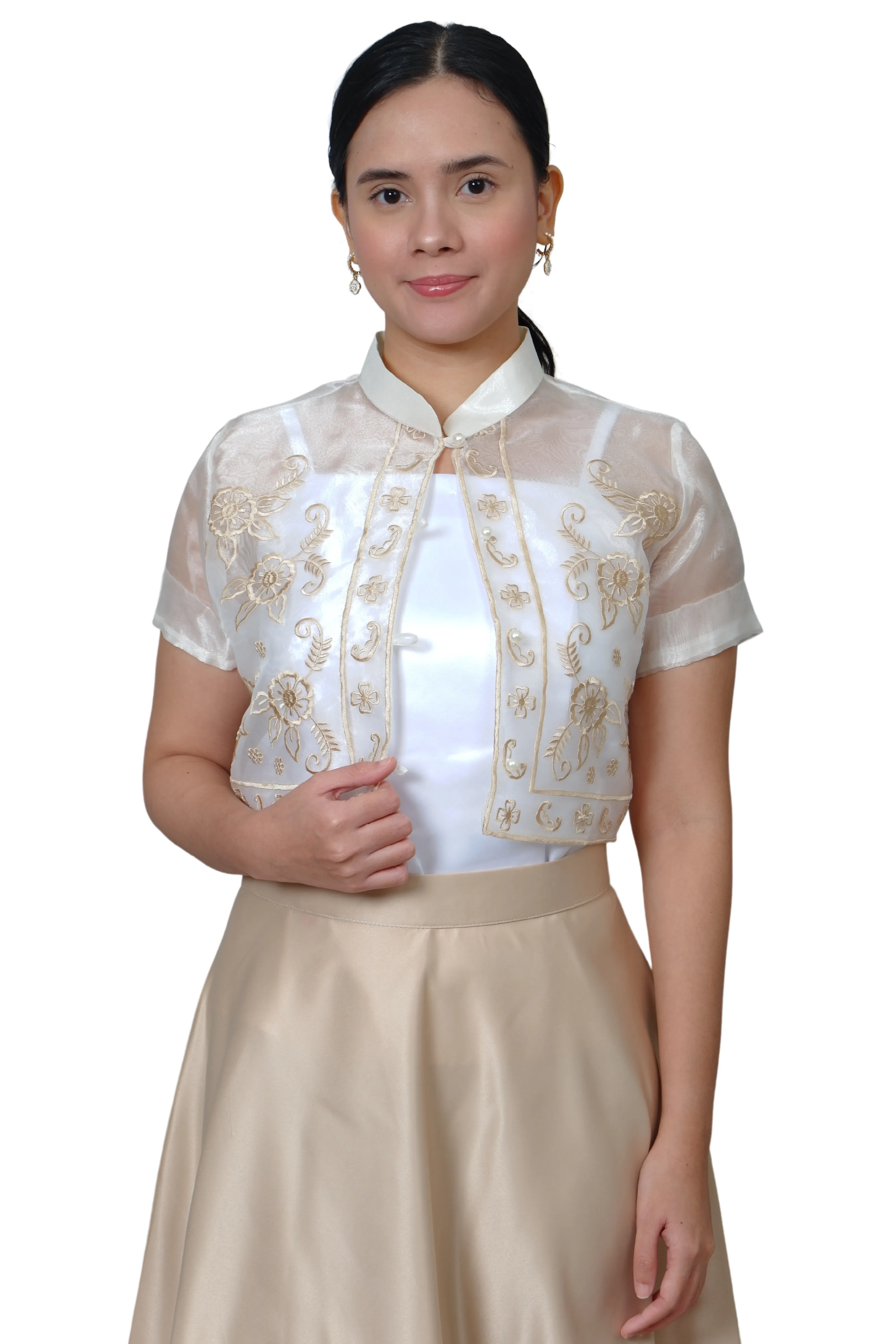 Organza Premium Embroidered Modern Filipiniana Bolero Set - JB604