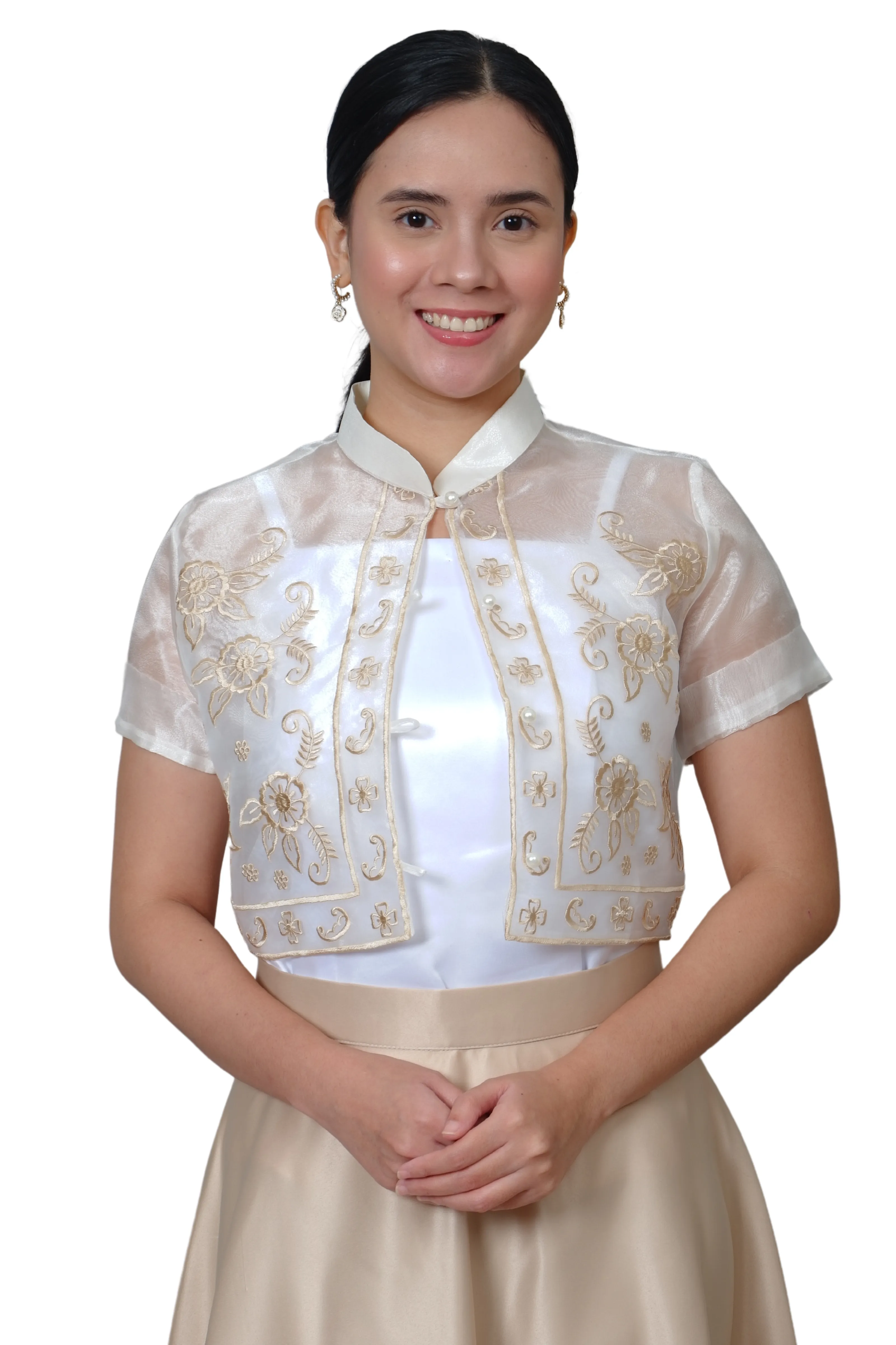 Organza Premium Embroidered Modern Filipiniana Bolero Set - JB604