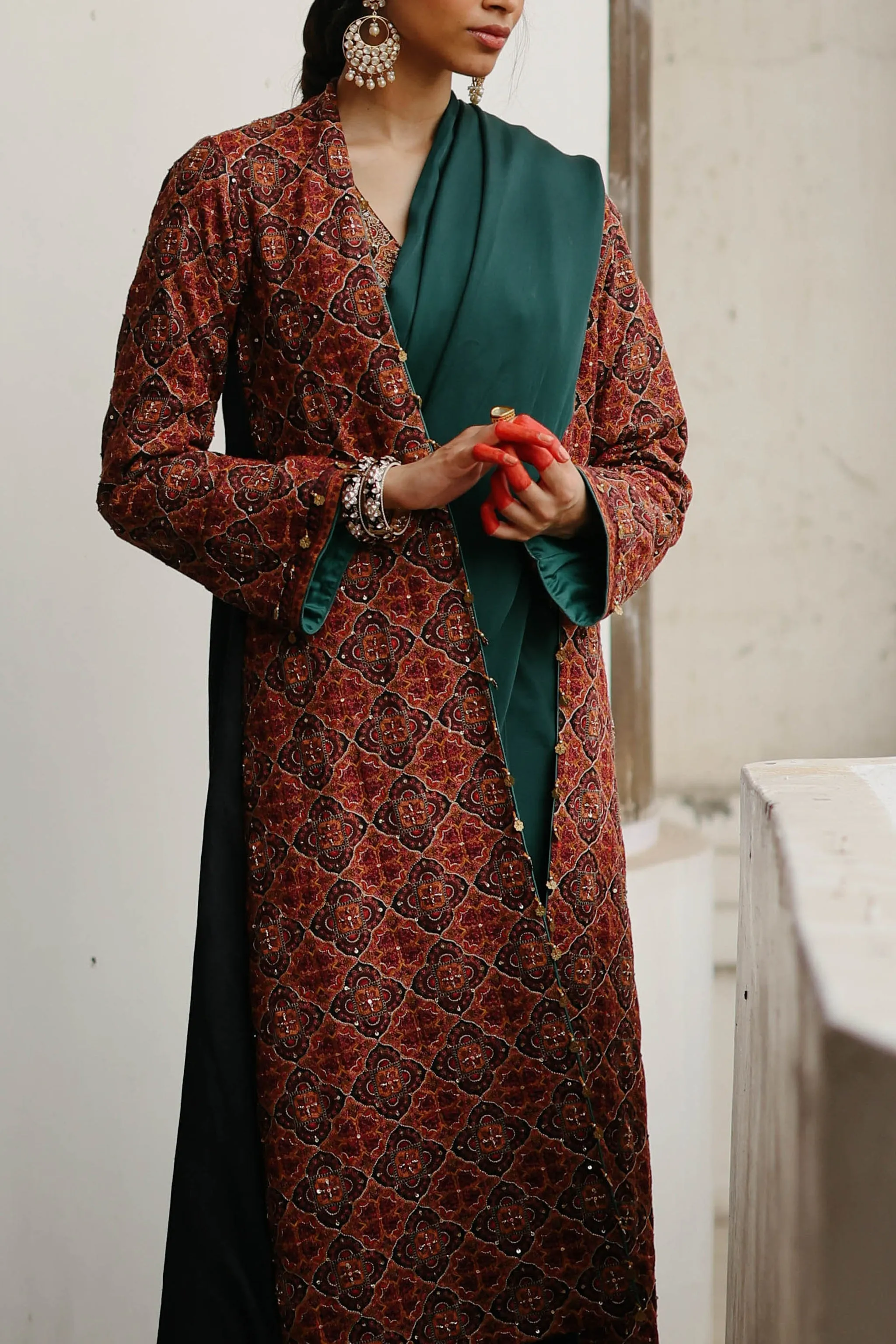 Parv Hand Embroidered Long Jacket