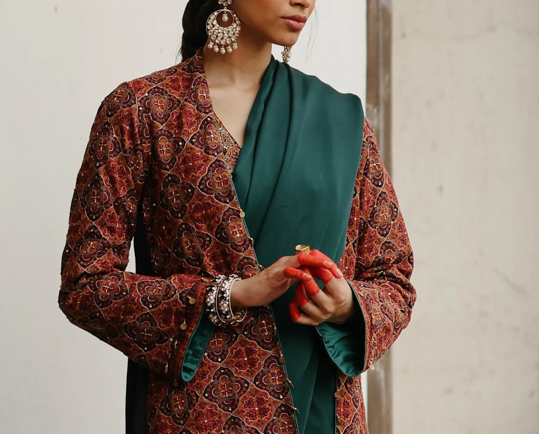 Parv Hand Embroidered Long Jacket