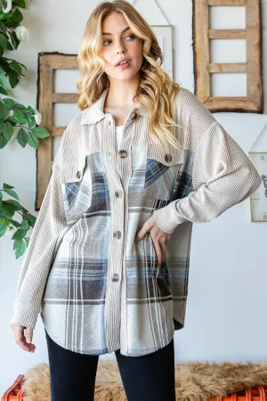 Reborn J Plaid Button Up Long Sleeve Shacket