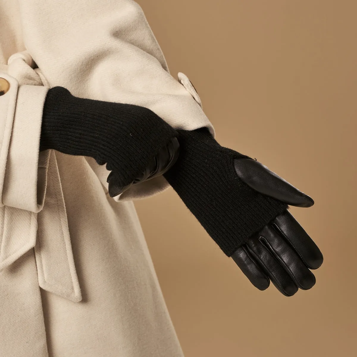 Riley – sheepskin leather gloves with knit cuff & touchscreen feature