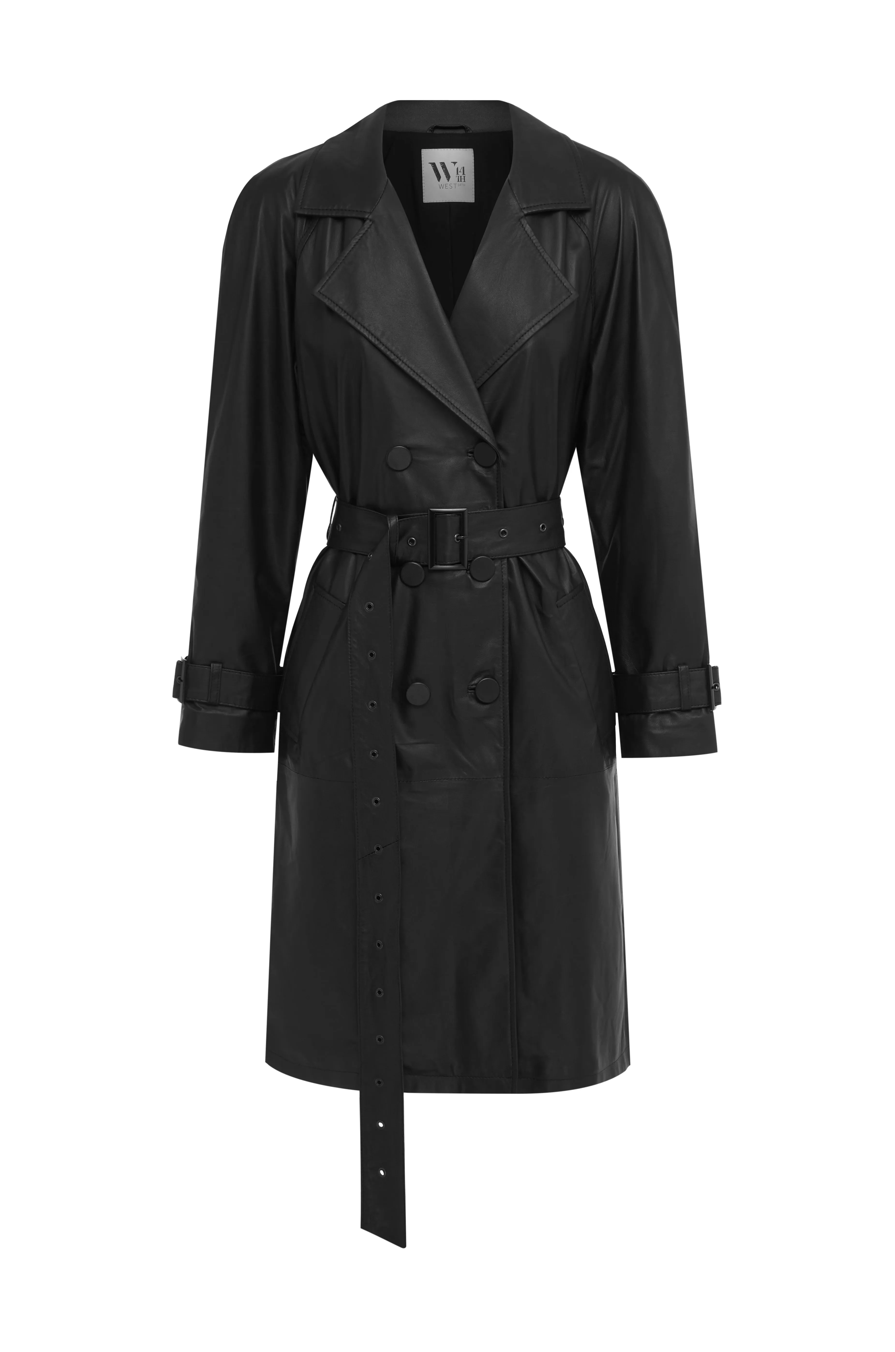 Soho Slouch Leather Trench Black Leather