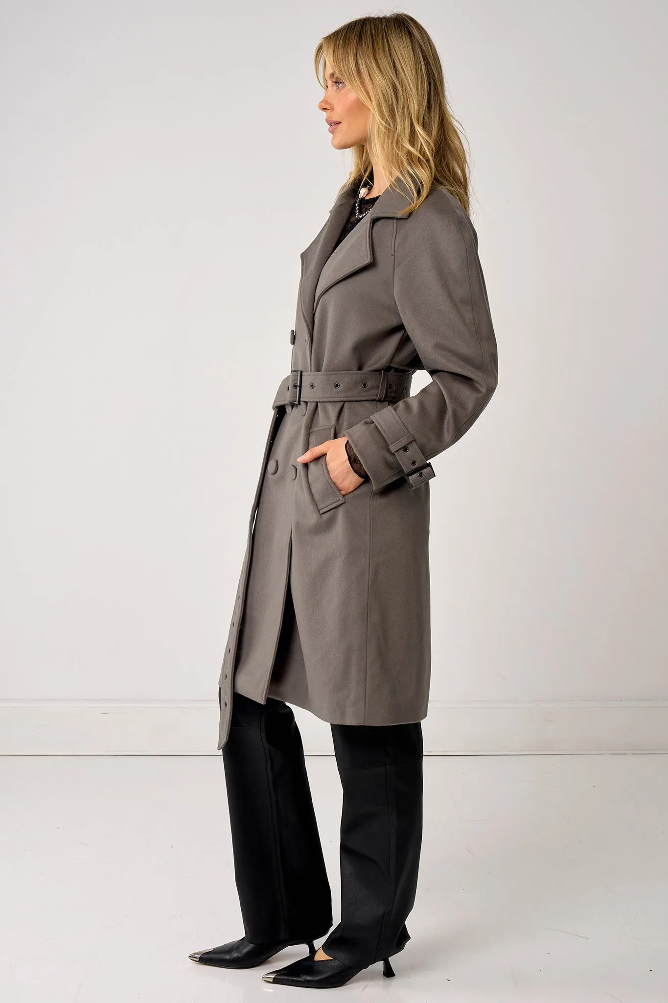 Soho Slouch Trench Grey Wool