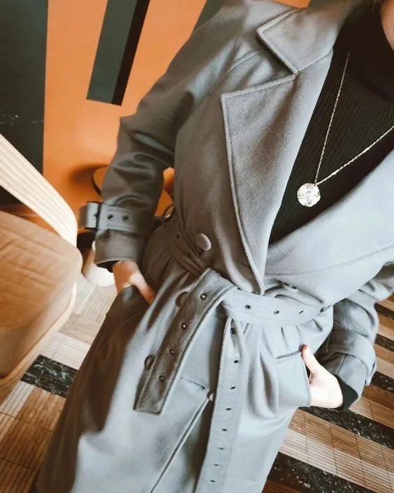 Soho Slouch Trench Grey Wool