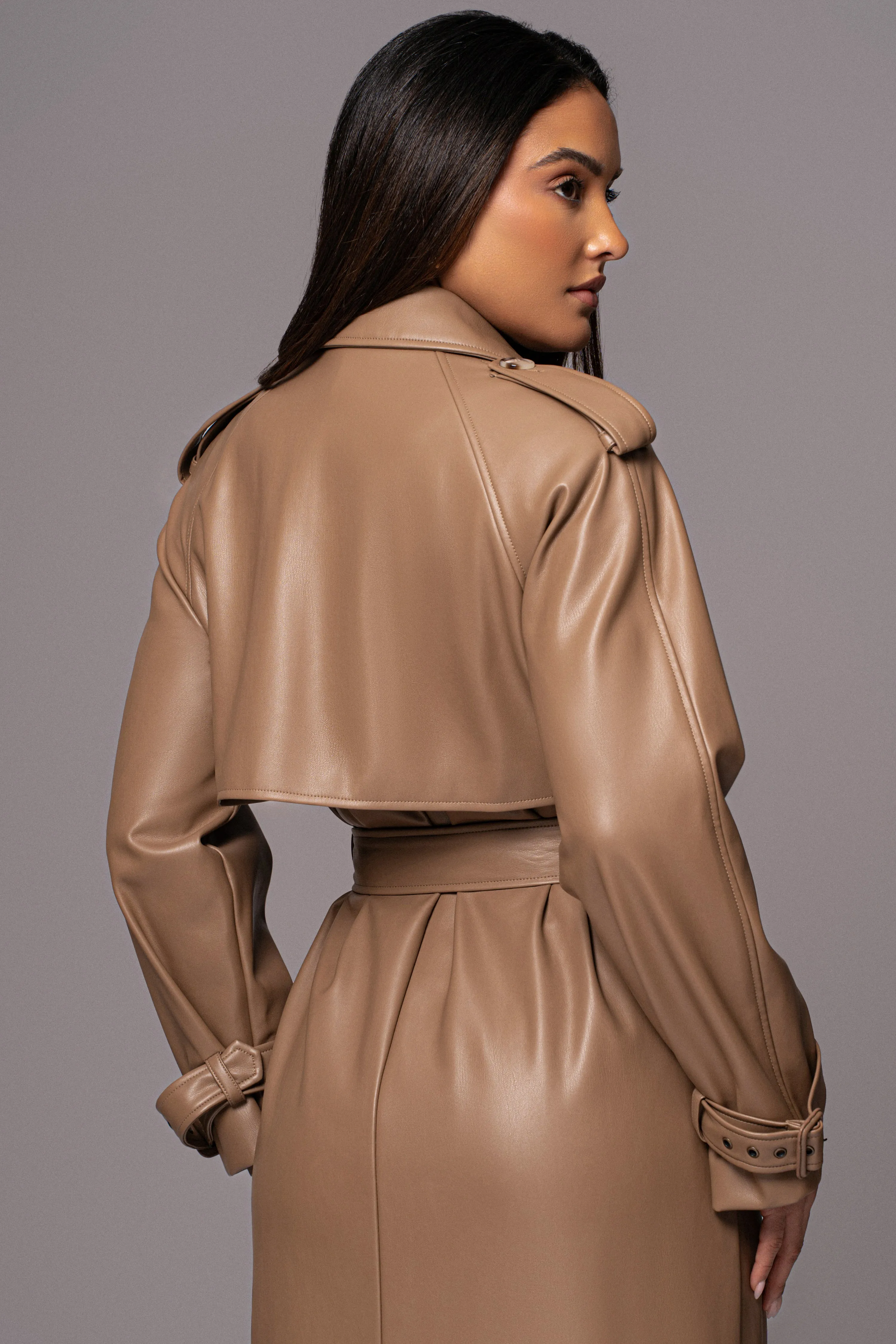 Tan Odin Faux Leather Coat