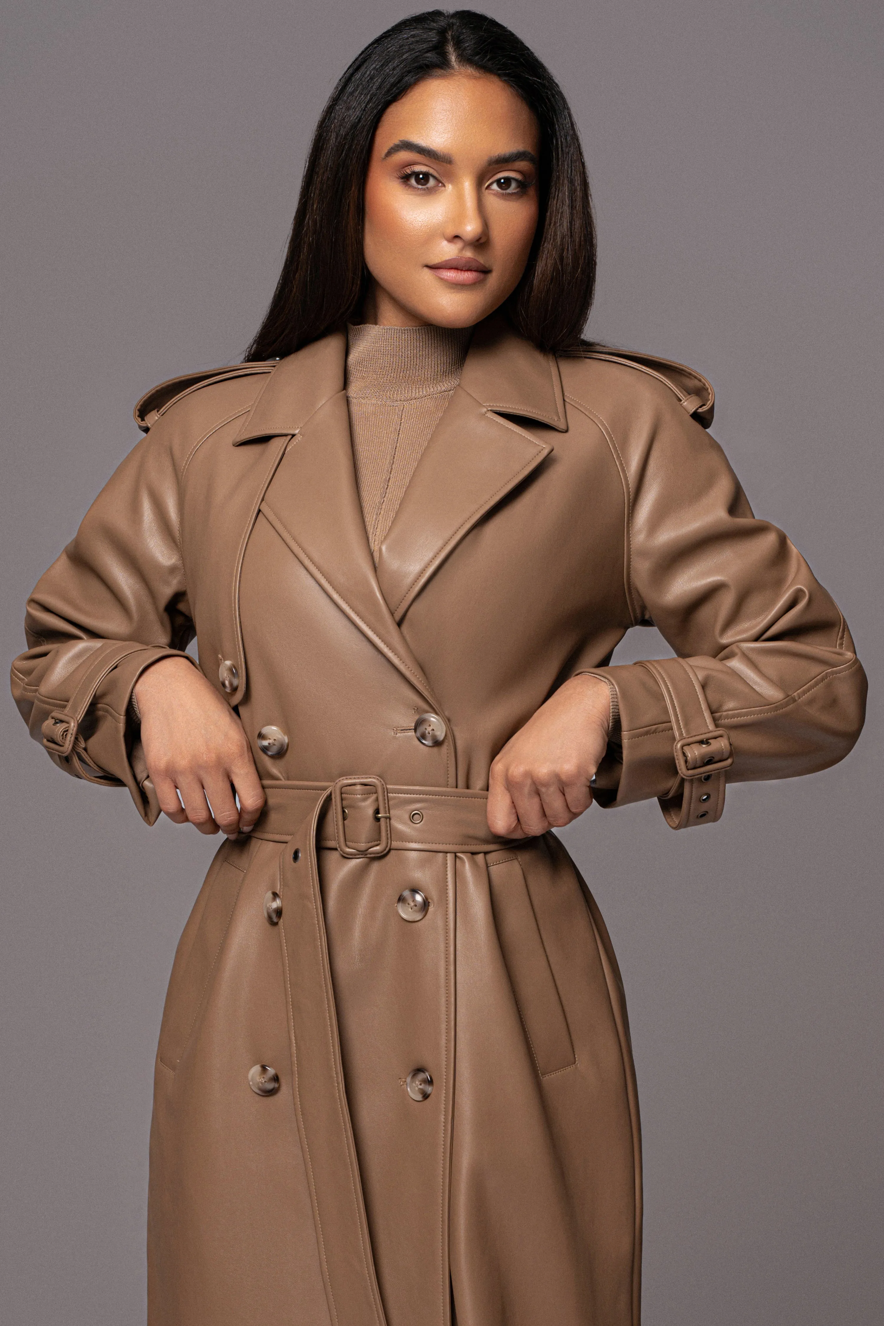 Tan Odin Faux Leather Coat