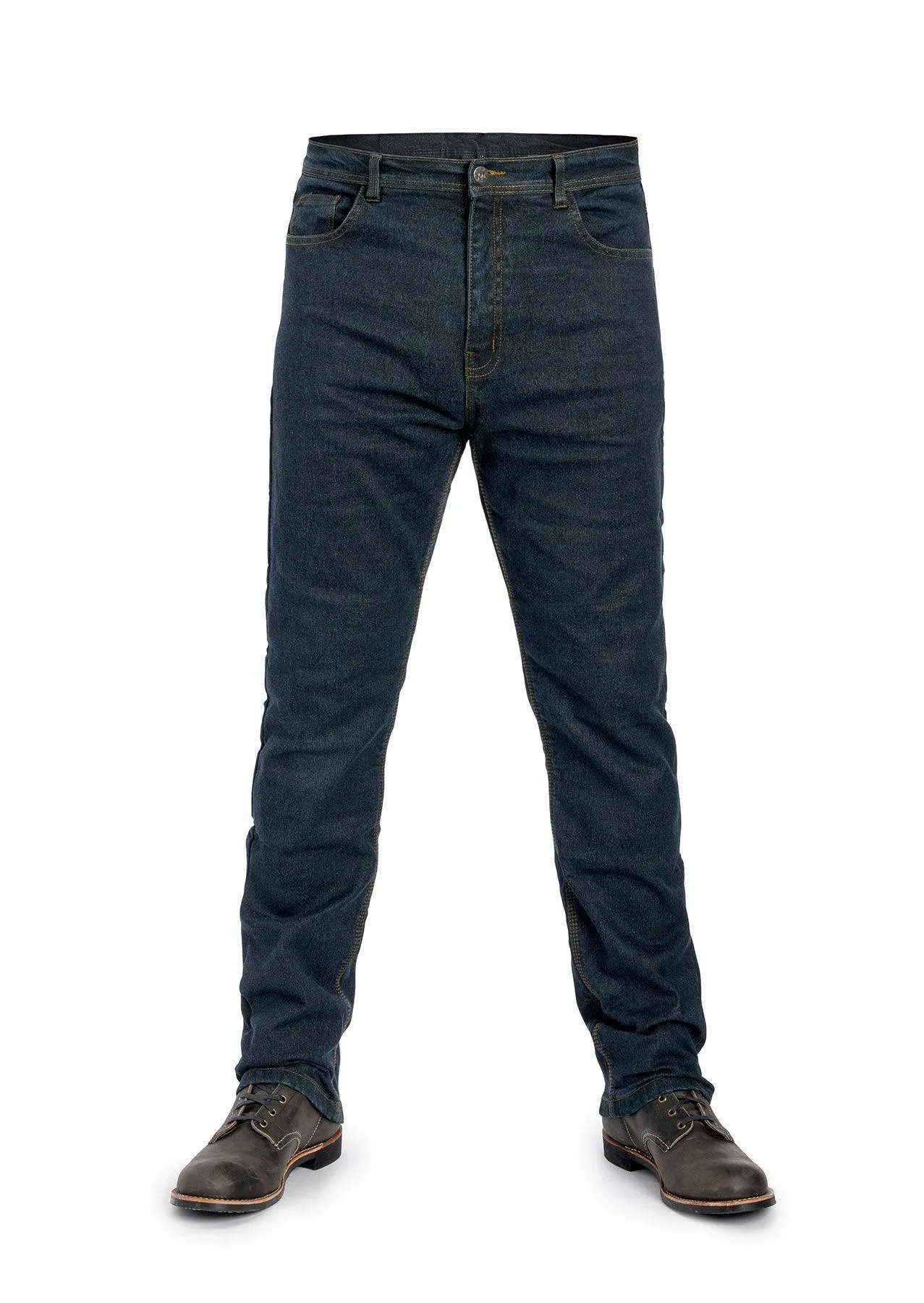 Taranis Elite AAA-rated single-layer motorcycle jeans in dark indigo blue