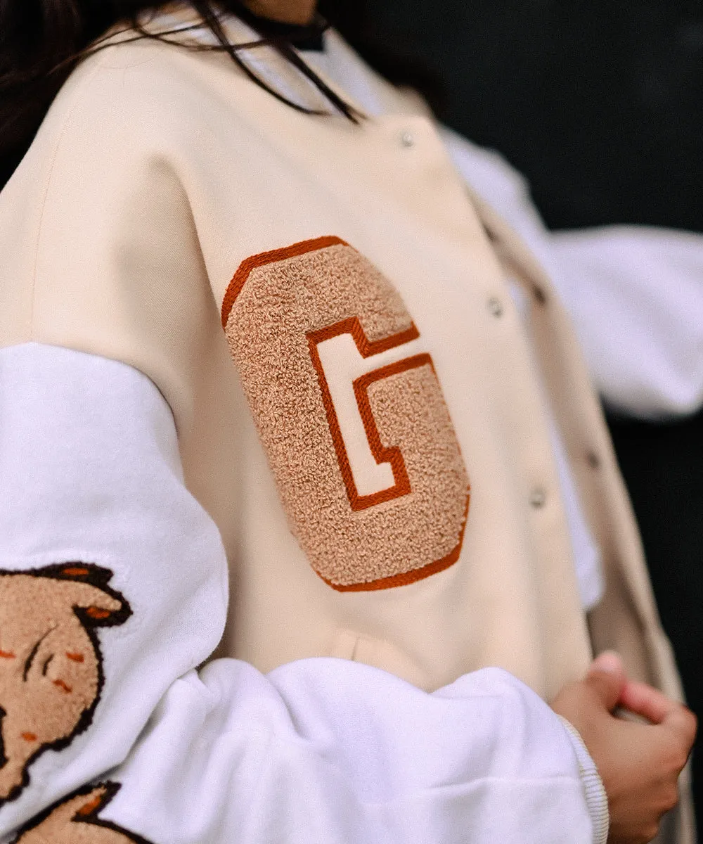 The Wild Beige Letterman Jacket | Varsity Jacket | Women | Weave Wardrobe