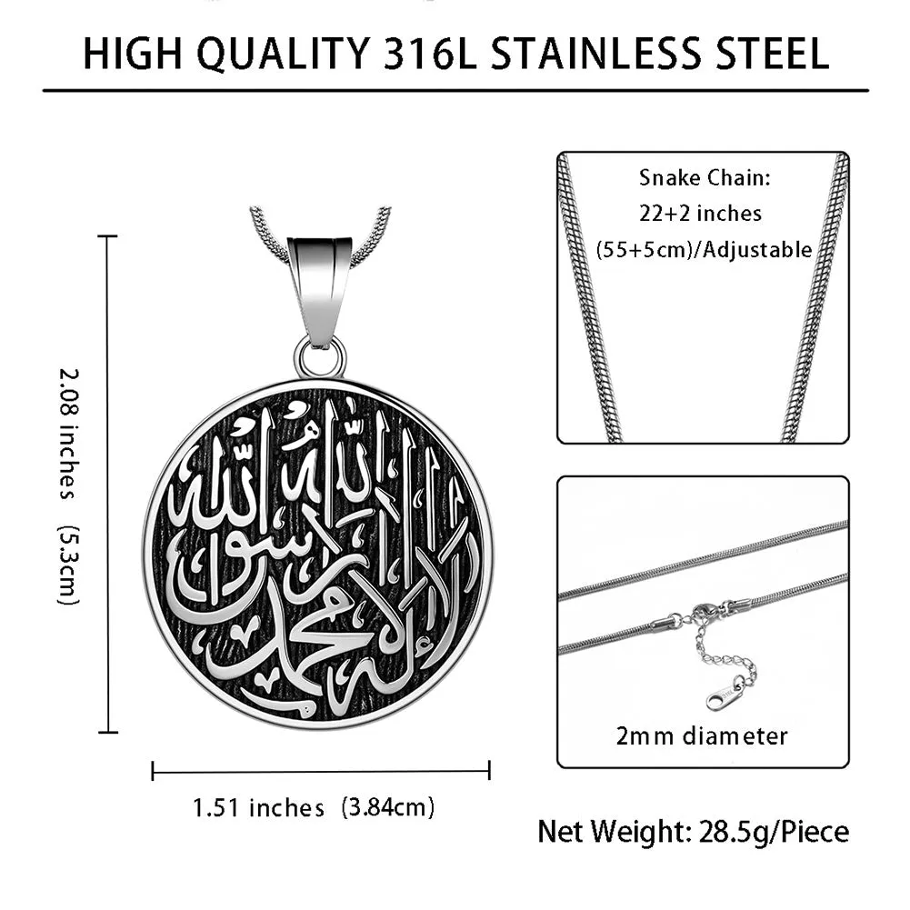 Tokyo Mart Men Islamic Necklace Pendant Arabic Muslim Allah Jewelry 316L Stainless Steel