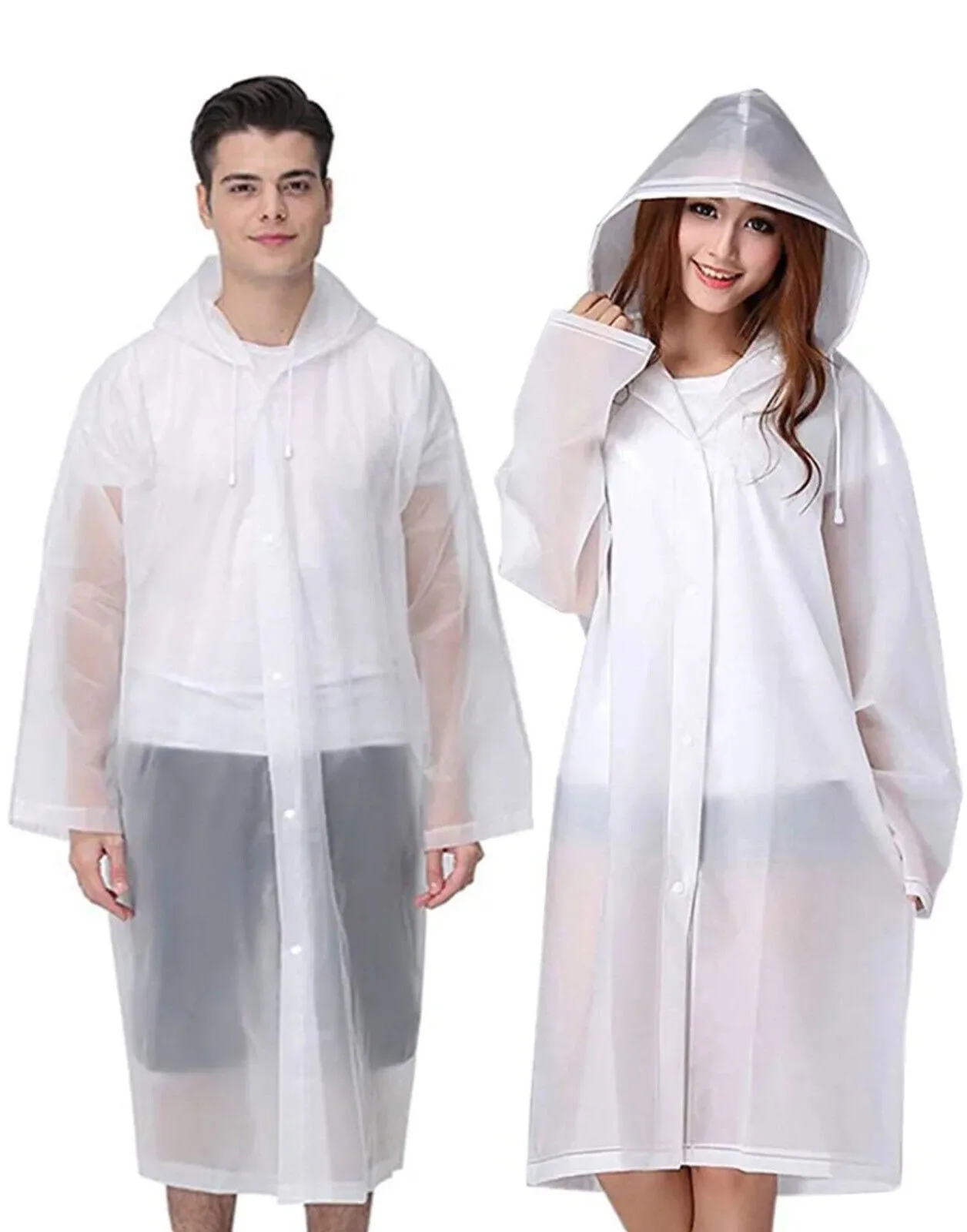 Unisex Adult Waterproof PEVA Raincoat Hooded Jacket Poncho Rainwear (3 Pack)