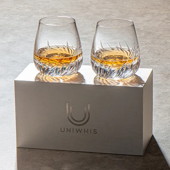 UniWhis Handmade Premium Whisky Glass Set, Handcrafted Whisky Glass with Wide Mouth, Thick Base, and Aroma-Enhancing Design