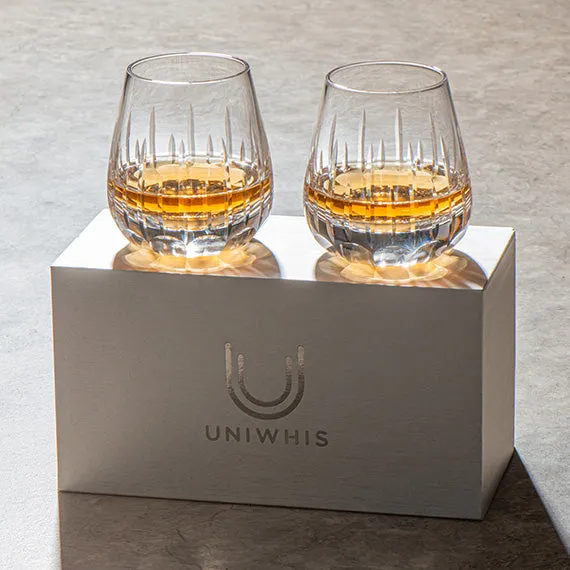 UniWhis Handmade Premium Whisky Glass Set, Handcrafted Whisky Glass with Wide Mouth, Thick Base, and Aroma-Enhancing Design