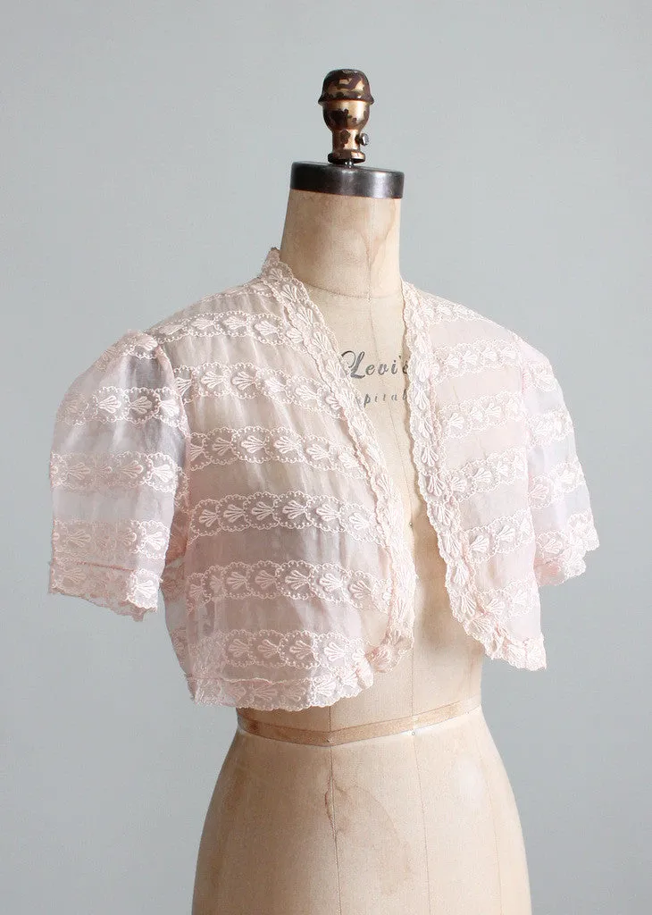 Vintage 1930s Peach Organdy Bolero Jacket