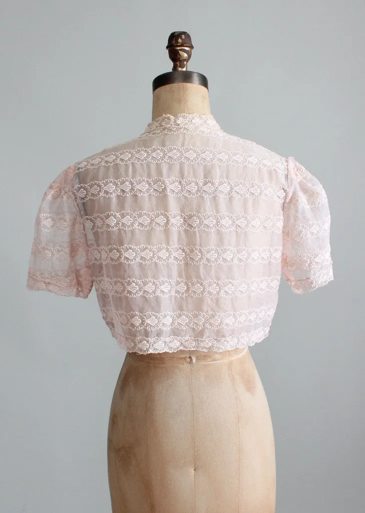 Vintage 1930s Peach Organdy Bolero Jacket