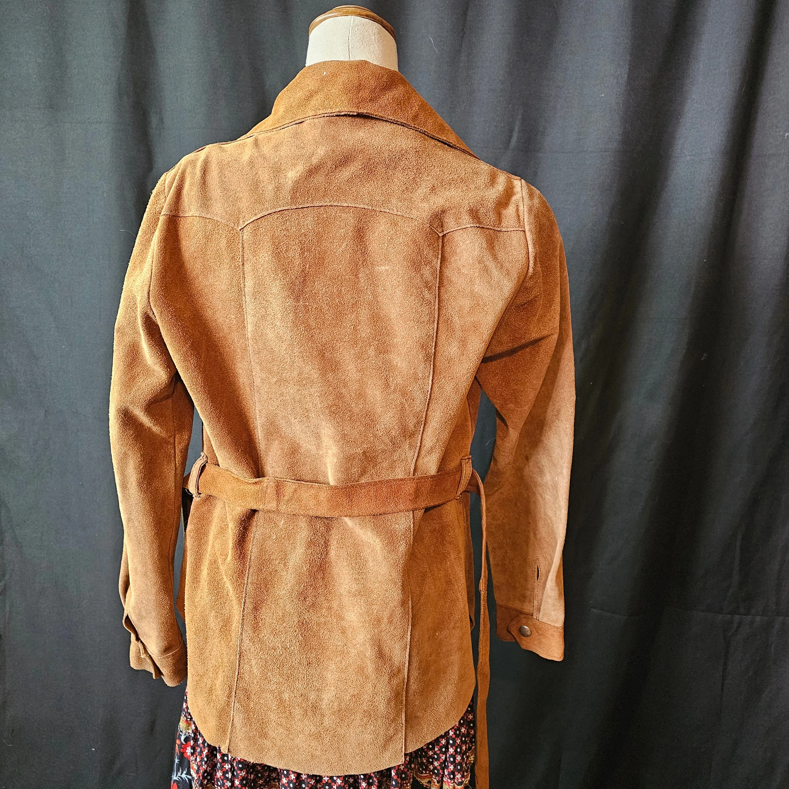 Vintage 1960's Brown Suede Leather Jacket Size S 8 10 Boho Retro