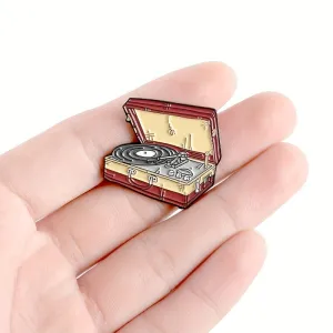 Vintage Enamel CD Recorder Shape Brooch Pin for Retro Style