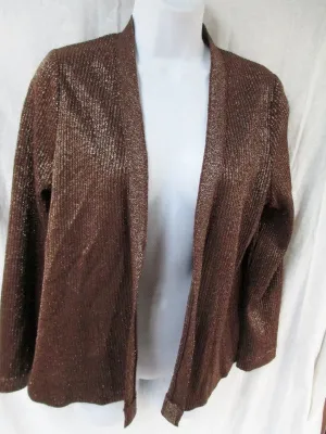 Vtg Womens FRANCESCA FOR DAMON ITALY Sweater Cardigan GOLD SPARKLE 12 Jacket