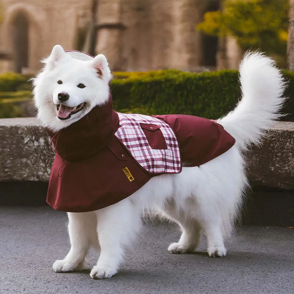 Waterproof Vintage Plaid Adjustable Dog Raincoat - All-Weather Protection