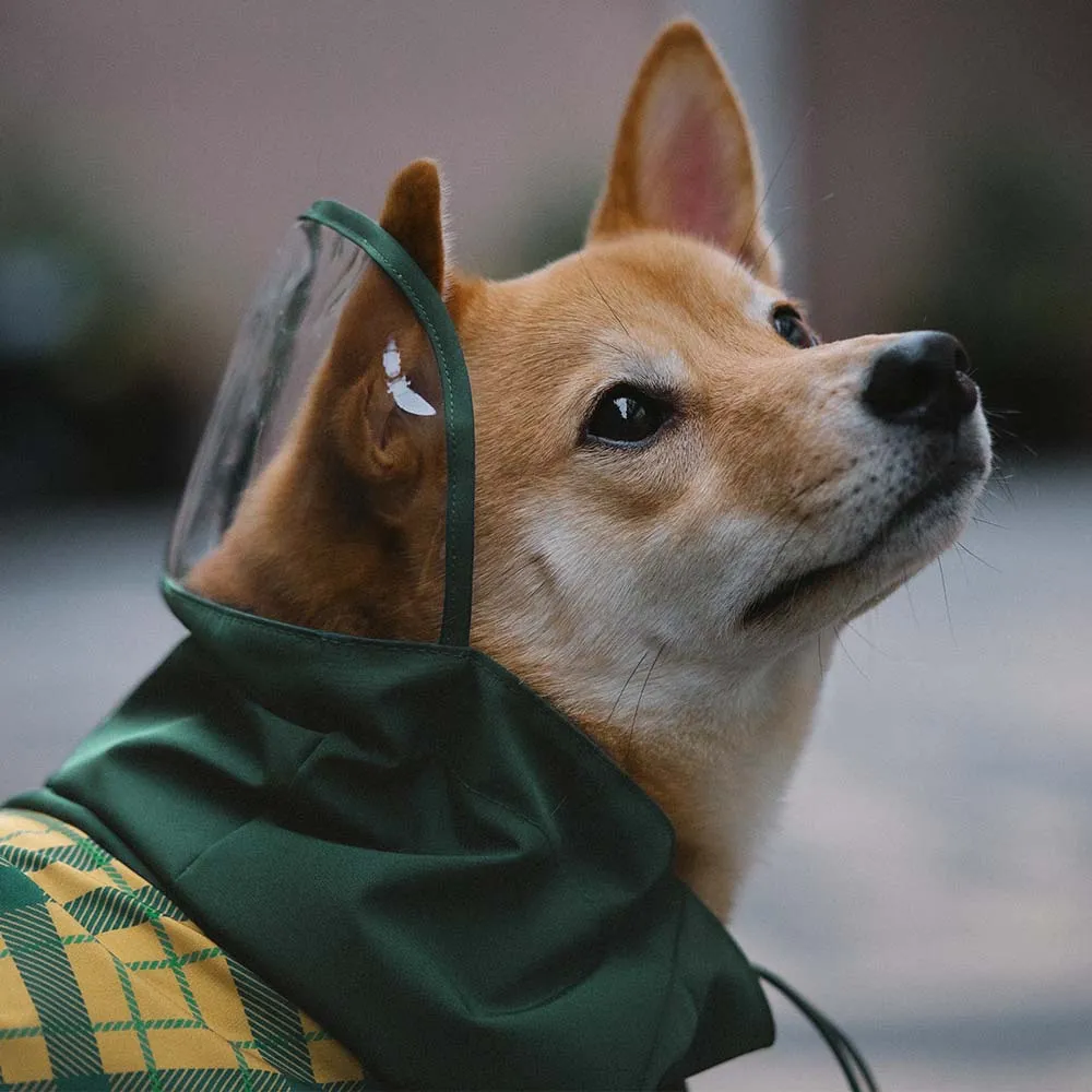 Waterproof Vintage Plaid Adjustable Dog Raincoat - All-Weather Protection