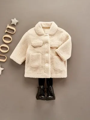 Winter Trendy Little Girl Solid Color Berber Fleece Jacket