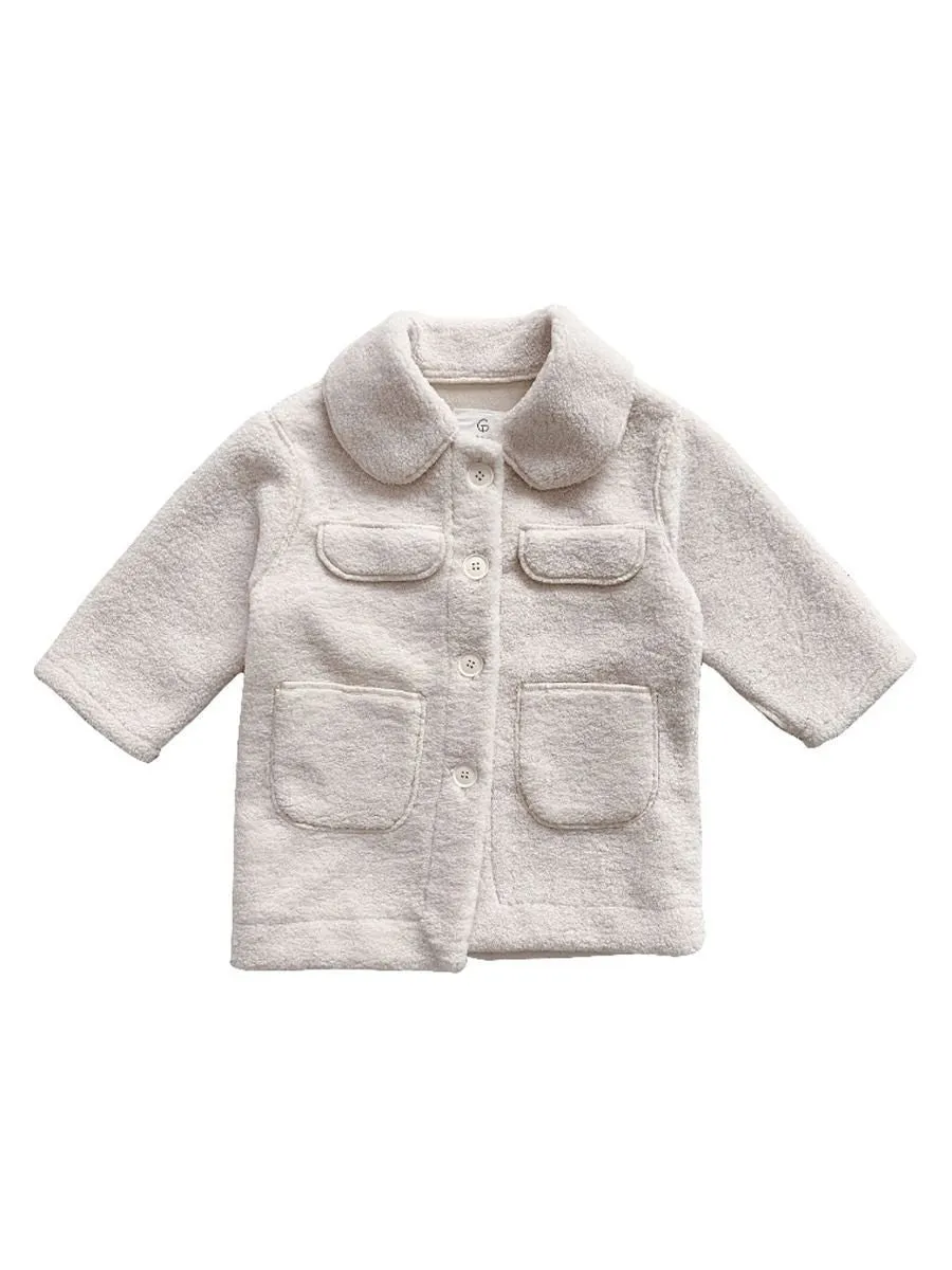 Winter Trendy Little Girl Solid Color Berber Fleece Jacket