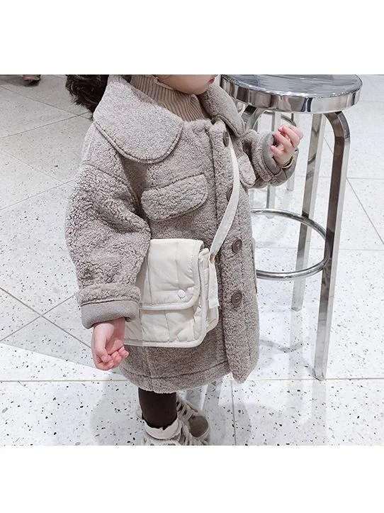 Winter Trendy Little Girl Solid Color Berber Fleece Jacket