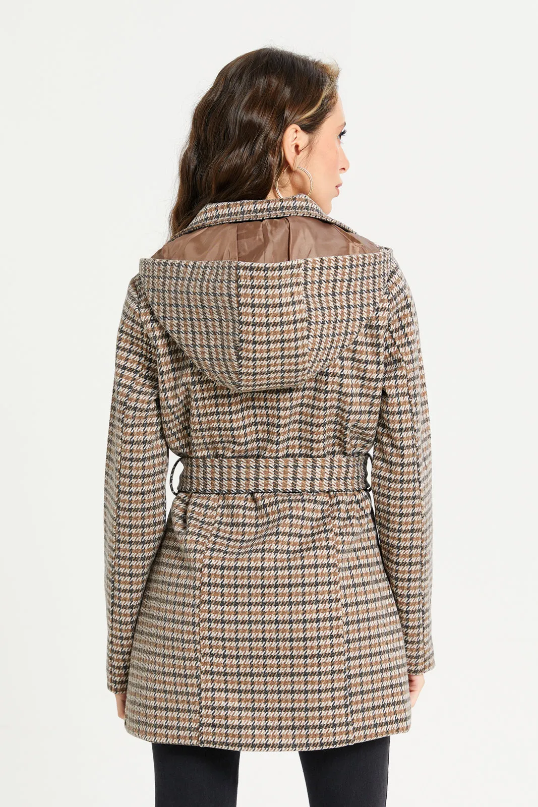 Women Multicolour Checkered Coat