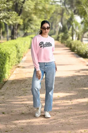 Women Sweatshirt with Bubblegum Text