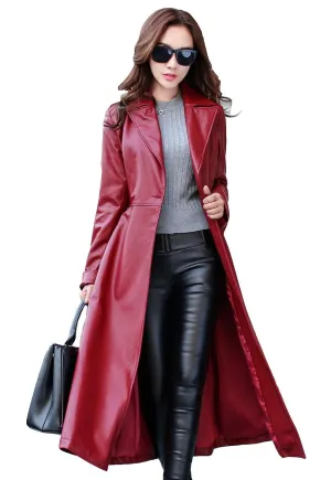 Women's Genuine Leather Trench Coat TC01