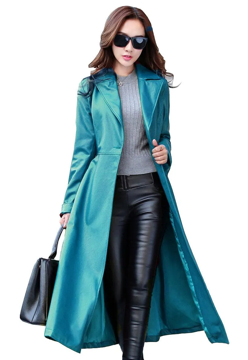 Women's Genuine Leather Trench Coat TC01