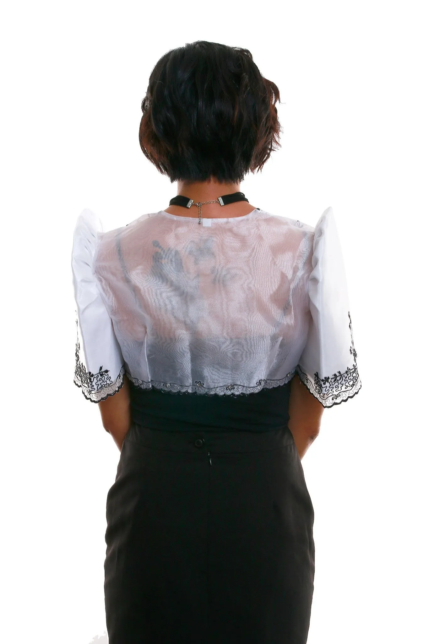 WR02 - Mestiza Bolero White and Black - Filipiniana