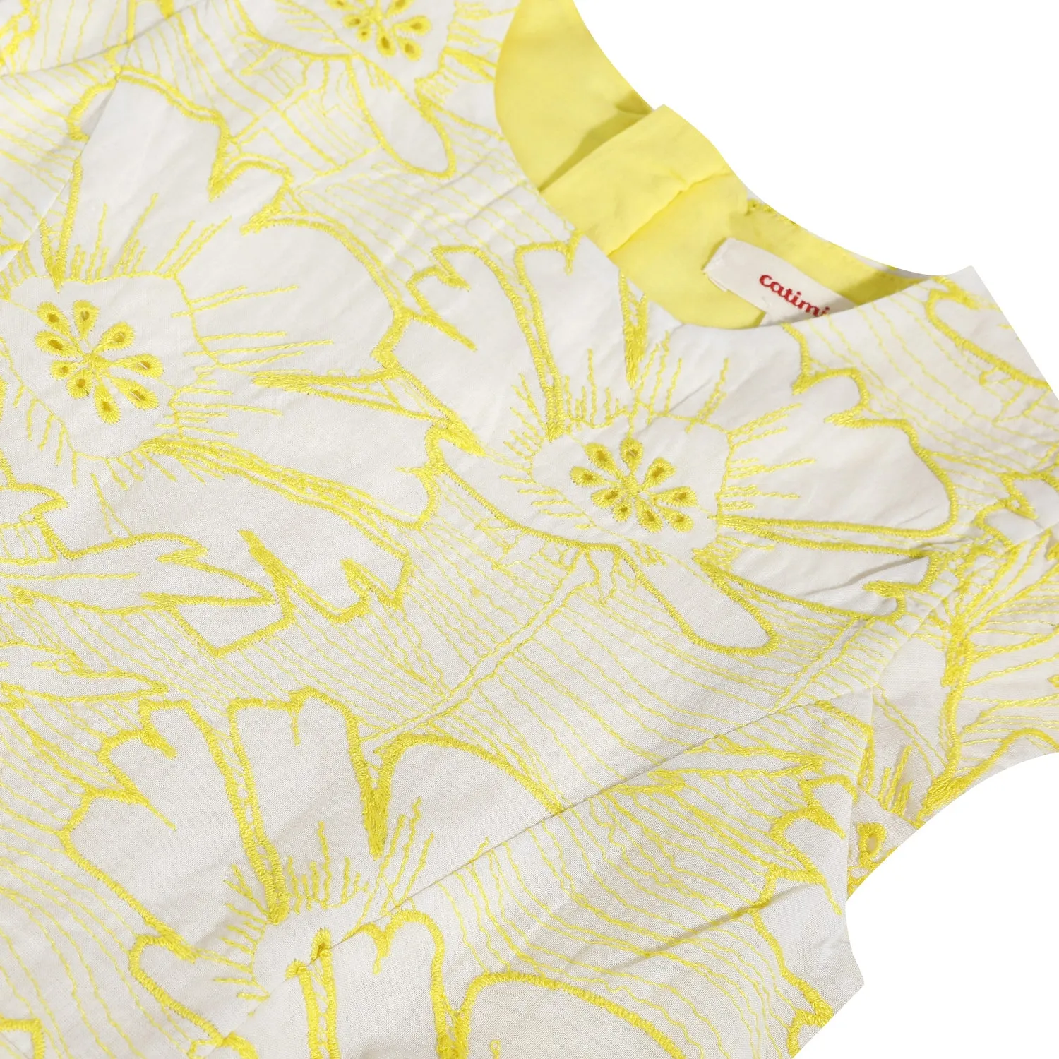 Yellow floral embroidered dress