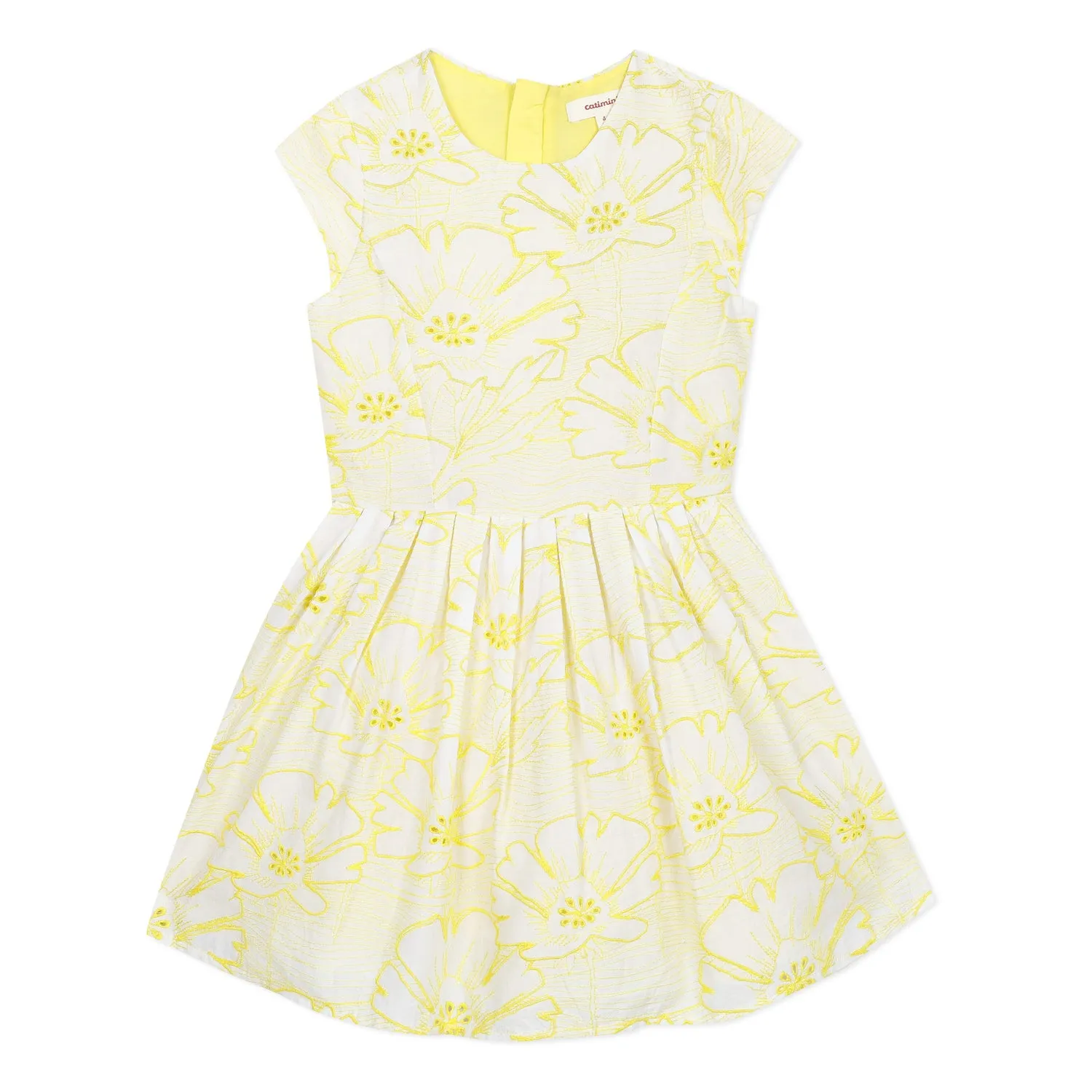 Yellow floral embroidered dress