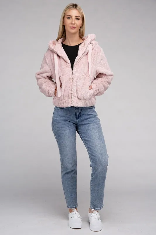 Youth Fluffy Zip-Up Teddy Hoodie